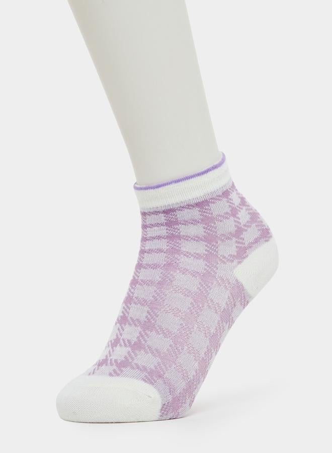 Styli Pack of 5 - Girls Lilac Cotton Ankle Socks - Image 5